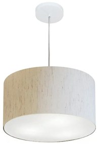 Lustre Pendente Cilíndrico Md-4244 Cúpula em Tecido 40x25cm Linho Bege - Bivolt