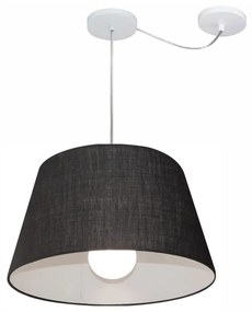 Lustre Pendente Cone Com Desvio Preto MJ-4273 Para Mesa de Jantar e Estar