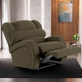 Poltrona do Papai Reclinável Napoli Power Touch Massagem Veludo FH1 - D'Rossi - Capuccino