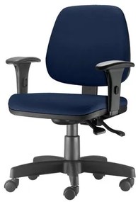 Cadeira Job com Bracos Assento Crepe Azul Escuro Base Rodizio Metalico Preto - 54605 Sun House