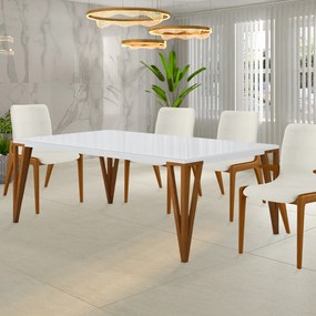 Kit 4 Cadeiras Decorativas Sala de Jantar Madeira Maciça com Braço Pigeon Linho Bege/Mel G13 - Gran Belo