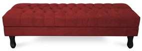 Puff Baú Decorativo Capitonê Luis XV 90x40cm Suede Vermelho - Sheep Estofados - Vermelho