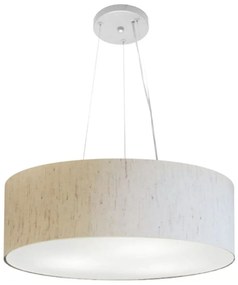 Lustre Pendente Cilíndrico Md-4134 Cúpula em Tecido 50x15cm Linho Bege - Bivolt