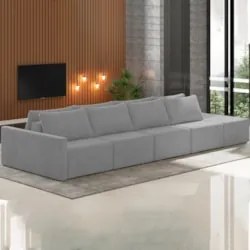 Sofá Ilha Modular com Puff para Sala Living 432cm Georgia Z08 Veludo C