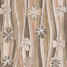 Papel de parede adesivo madeira com flores
