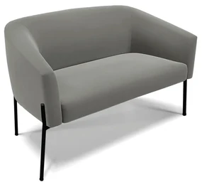 Sofá Namoradeira 2 Lugares Pé de Ferro Preto Stella Suede Grafite D03 - D'Rossi
