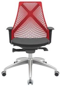 Cadeira Office Bix Tela Vermelha Assento Aero Preto Autocompensador Base Alumínio 95cm - 63961 Sun House