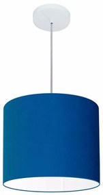 Lustre Pendente Cilíndrico Vivare Md-4143 Cúpula em Tecido 35x25cm - Bivolt - Azul-Marinho - 110V/220V