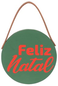 Placa Decorativa Feliz Natal em Madeira Verde 25x19 cm F04 - D'Rossi