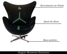 Kit 2 Poltronas Decorativas Egg Chair Aventador Verde/Preto G53 - Gran Belo