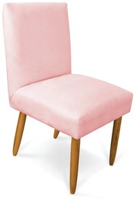 Cadeira de Jantar Carol Suede Pés Palito Castanho - D'Rossi - Rosa Bebê