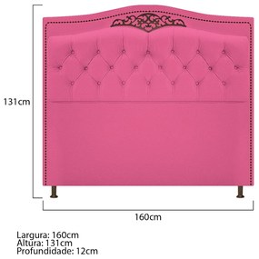 Cabeceira Estofada Yasmim 160 cm Queen Size Corano Pink - ADJ Decor