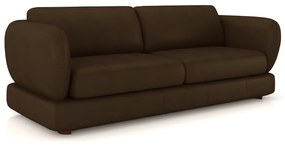 Sofá Living 3 Lugares 225cm Pés Madeira Dalian Couro Capuccino G52 - Gran Belo