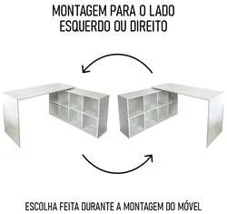 Mesa Escrivaninha em L Eron e Balcão 60cm 2 Portas Look A06 Branco - M