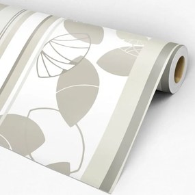 Papel de parede adesivo listrado creme com flores