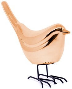 Pássaro em Cerâmica Decorativo Rosê 15x18x7 cm - D'Rossi