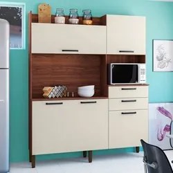 Armário de Cozinha Compacta 160cm Raquel K02 Nogueira/Off White - Mpoz