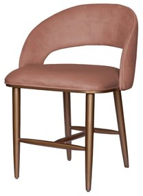 Cadeira Vitória - Dourado Soleil - Tecido Veludo Goiaba