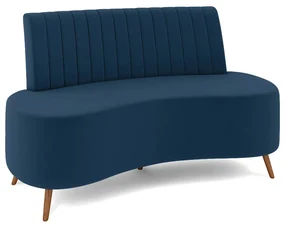 Sofá 2 Lugares Living 135Cm Pé Palito Maraú Veludo Azul Marinho K01 - D'Rossi