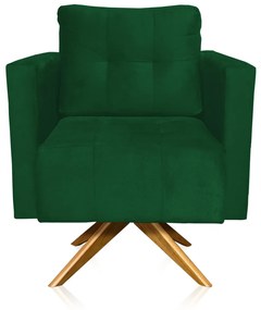 Poltrona Giratória Livia Suede Verde Base de Madeira MA30 - D'Rossi