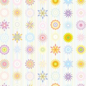 Papel de parede adesivo floral linhas coloridas