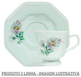 Xícara Chá Com Pires 200Ml Porcelana Schmidt - Dec. E650 2° Linha