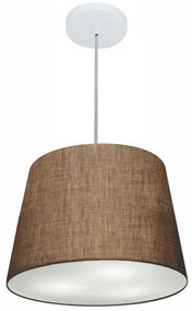 Lustre Pendente Cone Md-4246 Cúpula em Tecido 30/40x30cm Café - Bivolt