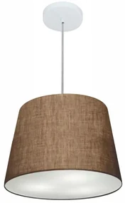 Lustre Pendente Cone Md-4246 Cúpula em Tecido 30/40x30cm Café - Bivolt