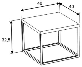Mesa Lateral Cube P Estilo Industrial Baixa - Vermont/cobre