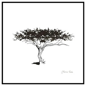 Quadro Decorativo Figurativo Arvore da Vida Algarrobo Preto e Branco 35x35 - CZ 44060