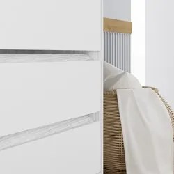 Cômoda para Quarto 3 Gavetas 90cm Califórnia Carvalho Branco/Branco -