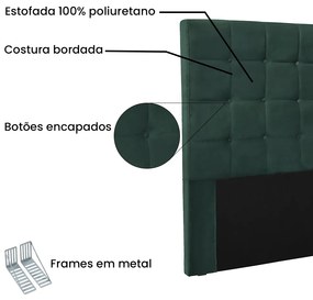 Cabeceira Cama Box Solteiro 90 cm Verona Veludo Verde S04 - D'Rossi