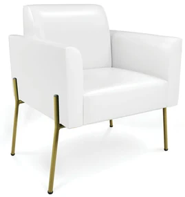 Poltrona Pé de Ferro Dourado para Sala Marisa Corano D03 - D'Rossi - Branco