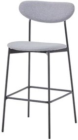 Banqueta Natália Tecido Cinza com Base Aço Preta 107 cm - 74500 Sun House