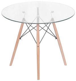 Mesa de Jantar Eiffel Redonda Tampo em Vidro - 90cm