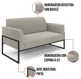 Namoradeira e 2 Poltronas Industrial Alta Preto Marisa Bouclê D03 - D'Rossi - Cinza