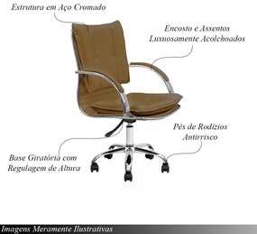 Kit 2 Cadeiras de Escritório Diretor Desenho Italiano Steven em Aço Cromado Base Giratória Caramelo G31 - Gran belo