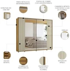 Guarda Roupa Casal 278cm 2 Portas 8 Espelhos Mya Opala/Cumaru Z10 - Mp