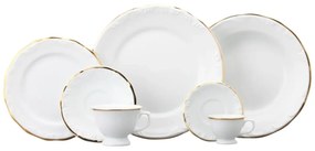 Aparelho Jantar, Chá E Café 42 Peças Porcelana Schmidt - Dec. Filetado Ouro Pomerode 0010