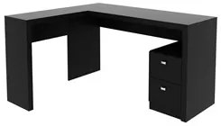 Mesa Para Escritório 2 Gavetas ME4129 Preto - Tecno Mobili