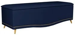 Calçadeira Baú Queen 160cm com Tachas Imperial J02 Veludo Azul - Mpoze
