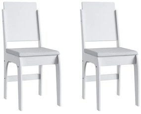 Conjunto  2 Cadeiras Em Mdf Com Tecido Corino 916 004- Branco