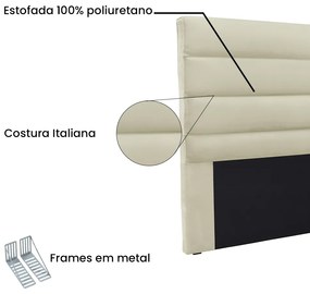 Cabeceira Cama Box Casal 140 cm Arles Veludo S04 - D'Rossi - Bege