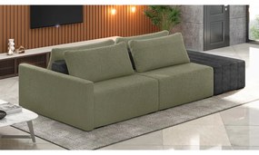 Sofá Ilha 2 Lugares Living 232cm Modulado Sala Lary Bouclê Verde/PU Pto K01 - D'Rossi