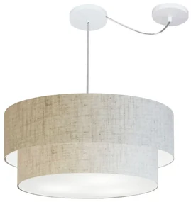 Lustre Pendente Cilíndrico Com Desvio Rustico Bege MJ-4363 Para Mesa de Jantar e Estar