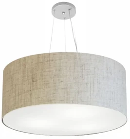 Lustre Pendente Cilíndrico Md-4150 Cúpula em Tecido 70x21cm Rustico Bege - Bivolt