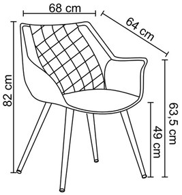 Kit 3 Cadeiras Decorativas Sala e Escritório Mandalla PU Sintético Preta G56 - Gran Belo