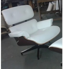 Poltrona Charles Eames Imbuia Couro Natural Branco 26600 Sun House