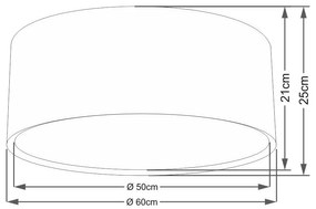 Plafon Cilíndrico Duplo Vivare Md-3037 Cúpula em Tecido 60x25cm - Bivolt