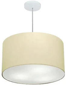 Lustre Pendente Cilíndrico Md-4250 Cúpula em Tecido 45x30cm Algodão Crú - Bivolt
